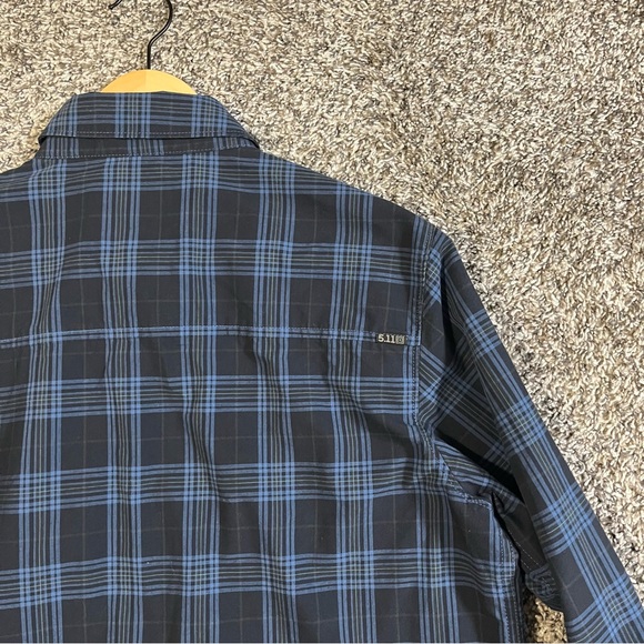 Blue Plaid Button-Up Shirt - Picture 5 of 6